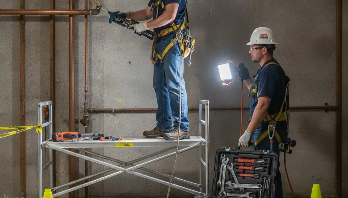 Emergency plumber repairing a burst pipe for an Allentown, PA home