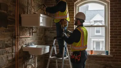 Plumber repairing leak in Allentown, PA for residential plumbing service