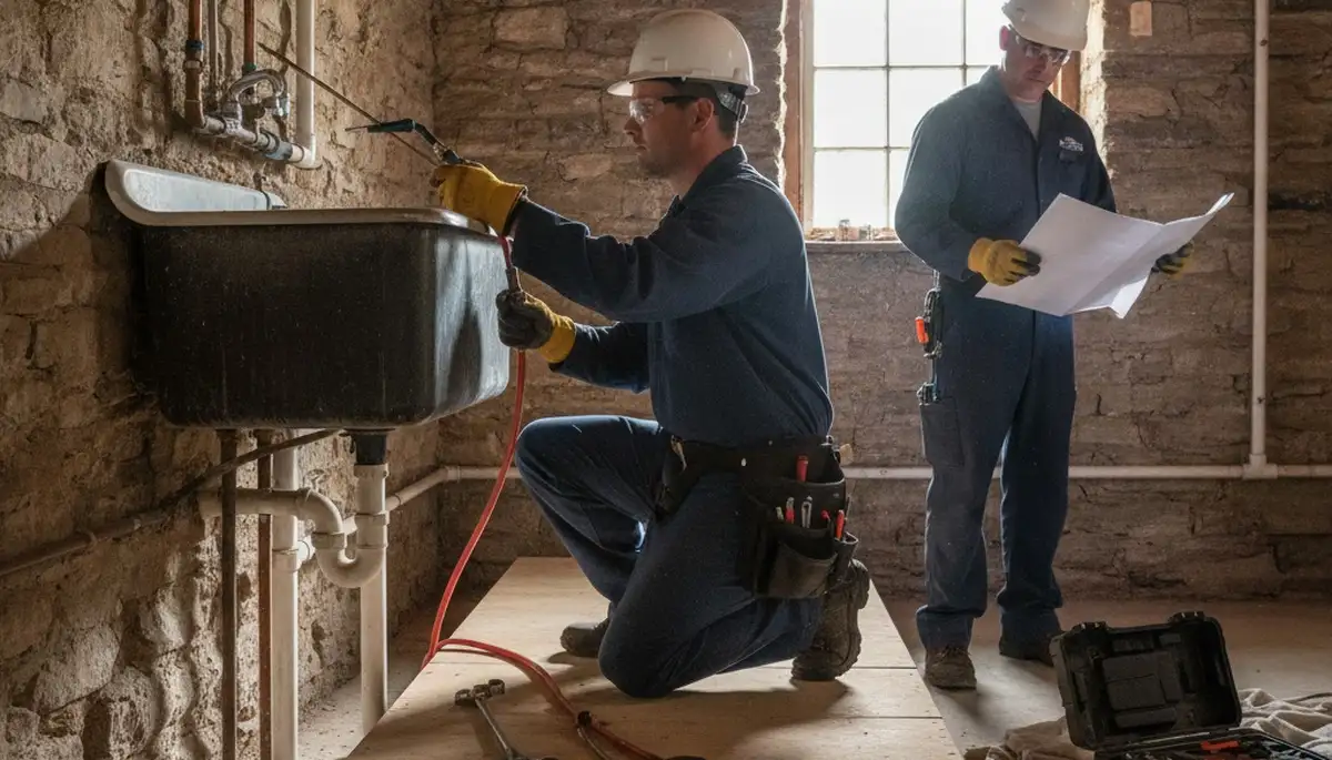 Plumber repairing a pipe in Allentown, PA for fast residential plumbing service
