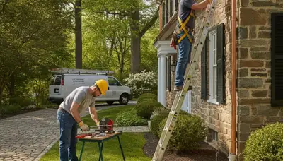 Allentown, PA plumber repairing a pipe for a plumbing service call