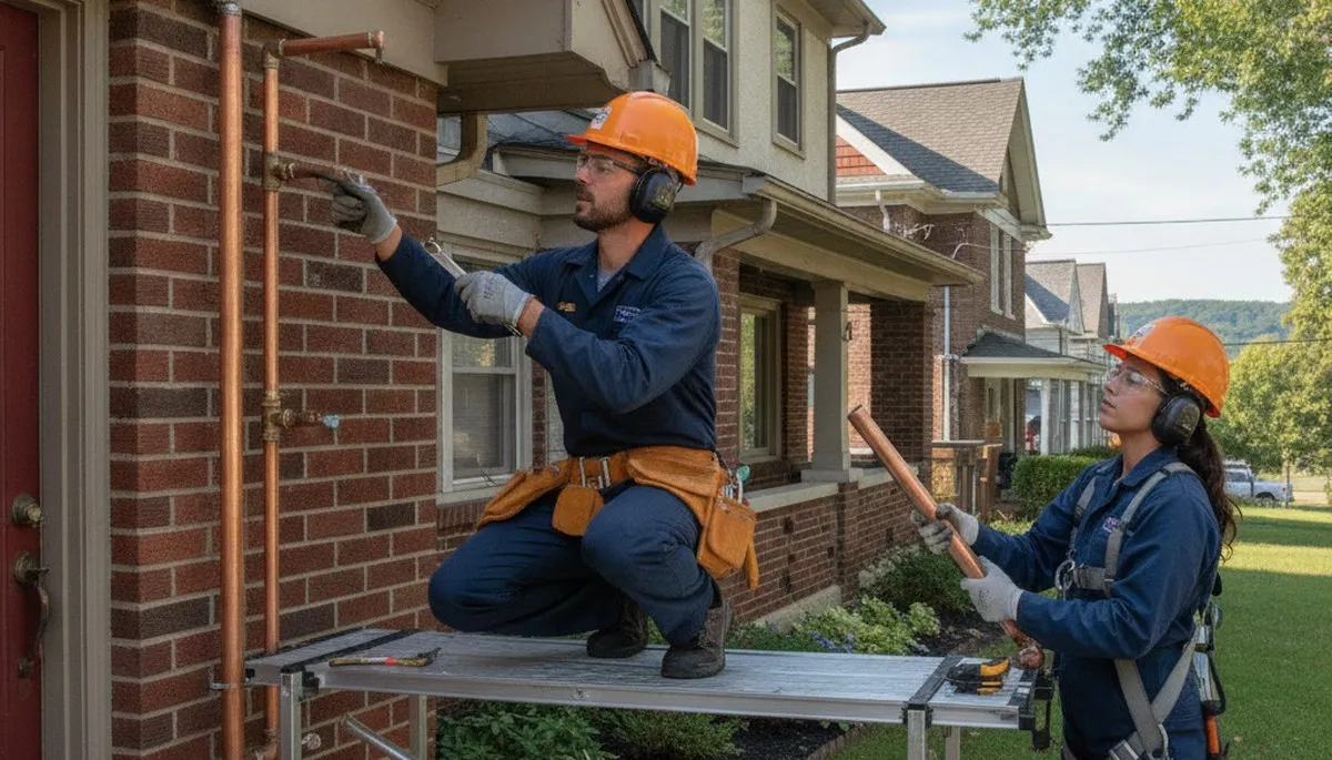 Allentown, PA plumber repairing a residential pipe for plumbing repair services