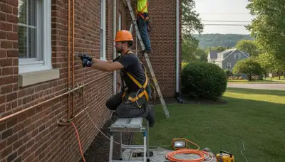 Allentown, PA plumbers repairing a plumbing system for residential service