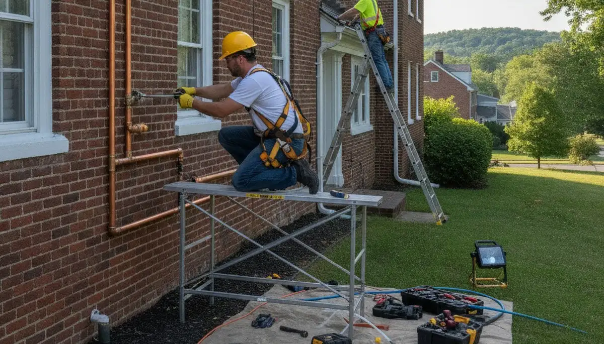 Plumber repairing a pipe in Allentown, PA for reliable residential plumbing service