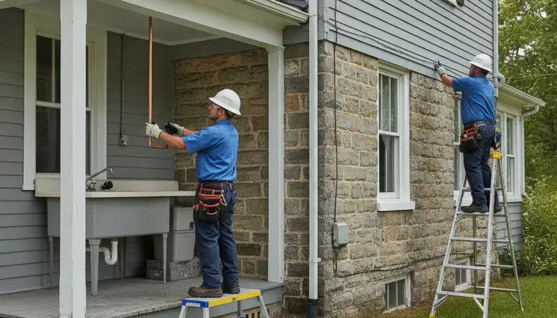 Plumber repairing a pipe in Allentown, PA for reliable plumbing service