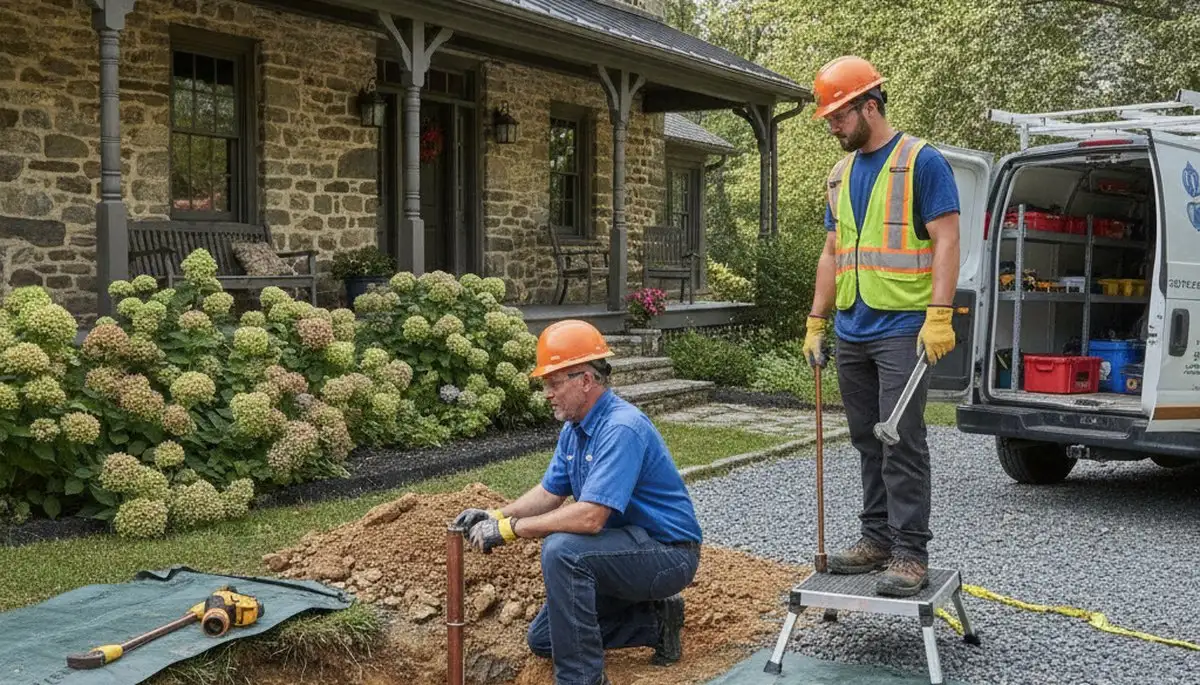 Plumber repairing a leak in Allentown, PA for residential plumbing service