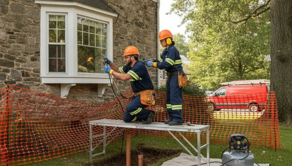 Plumber repairing a pipe in Allentown, PA for residential plumbing service