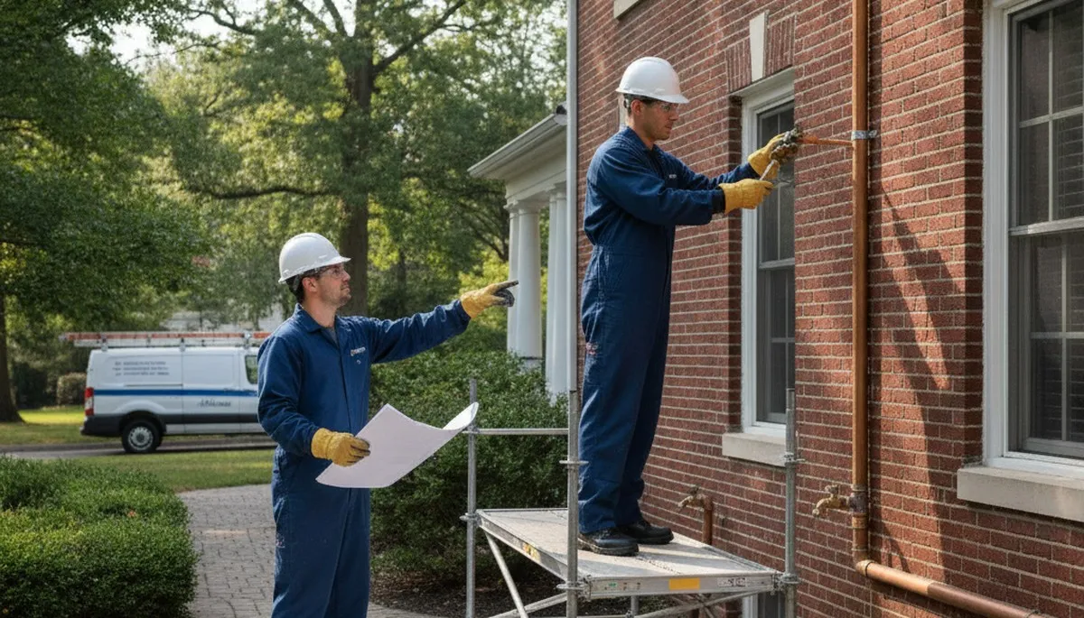 Allentown, PA plumber repairing a pipe for a local plumbing service