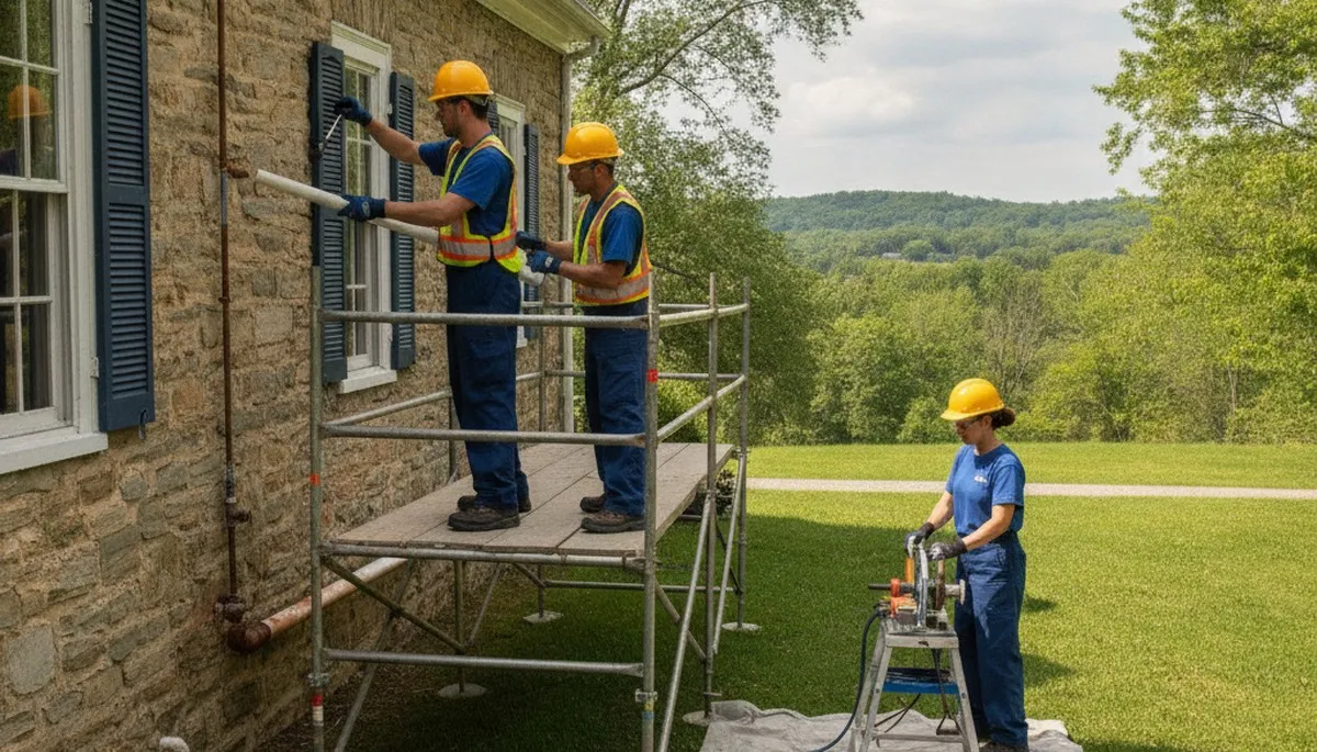 Plumber repairing a pipe in Allentown, PA for fast plumbing service