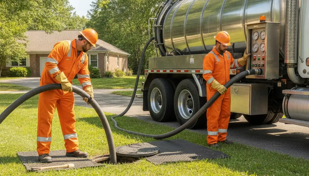 Septic pumping service truck for Allentown, PA homes on a plumbing repair service call