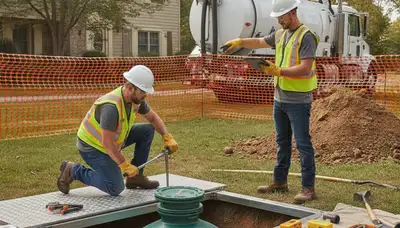 Septic repair service truck for Allentown, PA homes by On Call Plumbers