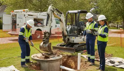 Septic repair technician servicing an Allentown, PA home plumbing system