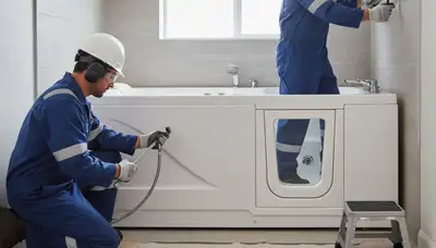 Walk-in tub installation by Allentown, PA plumbers for safer home bathing